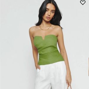 Madelyn Linen Top- Avocado